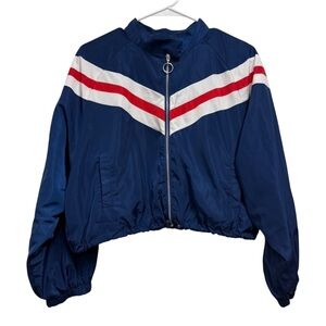 Red White Blue Athletic Jacket Windbreaker Warmup Zip Up Sz Med USA Olympics